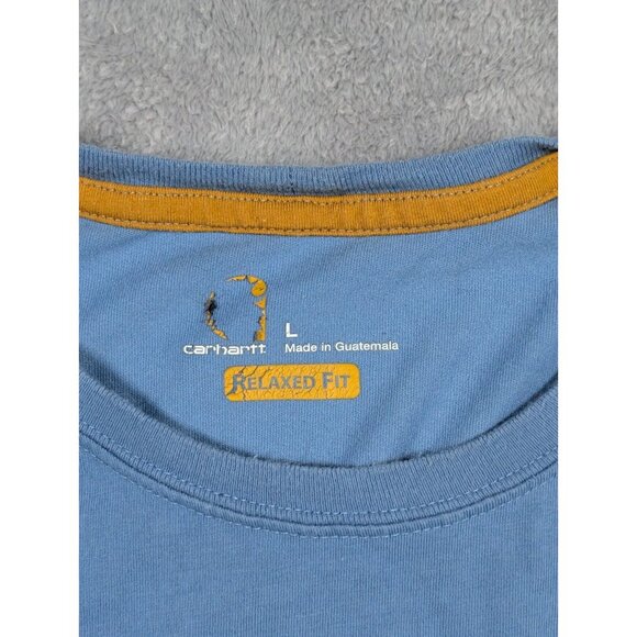 Carhartt T Shirt Mens Large Blue Relaxed Fit Barn Chore Rugged Tuff Work - Picture 3 of 10